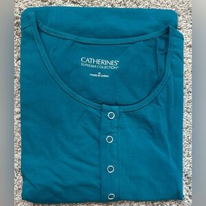 Catherine’s Suprema Collection Teal Snap-Placket Tee NWT Size 1X